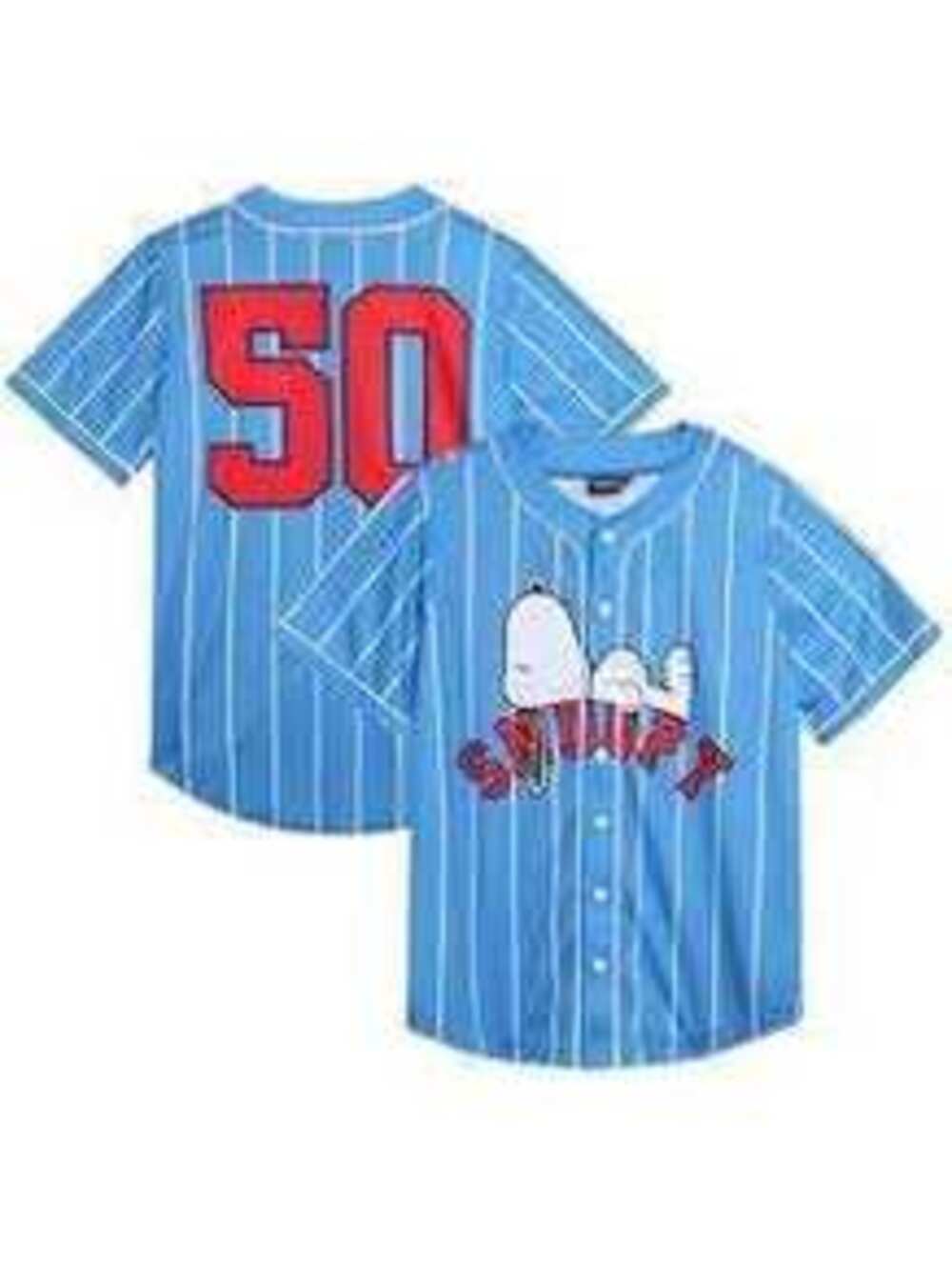 Peanuts Snoopy Baseball Jersey Blue Pinstripe Size S